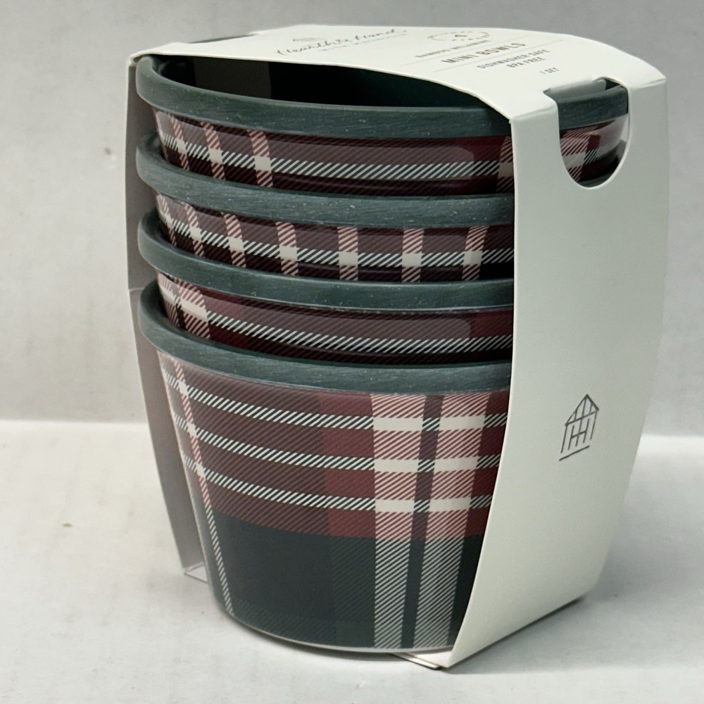 Magnolia‎ Hearth & Hand Plaid Melamine Mini Bowls Set 4 Holiday Christmas 2025